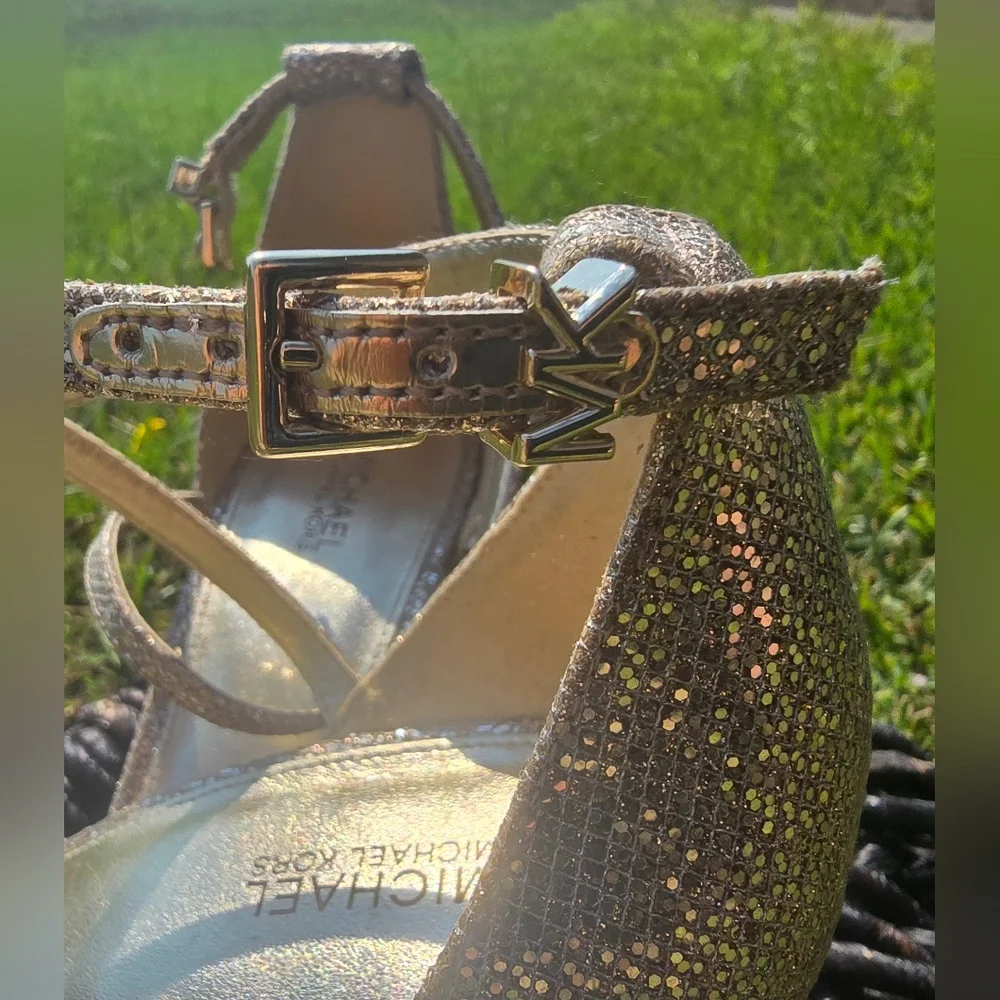 Michael Kors Gold Glitter Heels Sz9